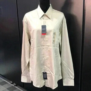 Arrow Fitted Wrinkle free sateen, cotton polyester shirt, Ivory, size 17.5 36/37
